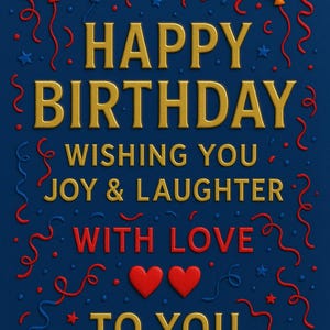 Cartolina digitale di compleanno embossata – Happy Birthday in rilievo con palloncini colorati – Biglietto scaricabile PDF/PNG