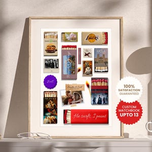 Custom Matchbook Art | Personalized Digital Matchbox Print | Retro Matches Wall Decor | Unique Anniversary Gift | Large Vintage Match Poster