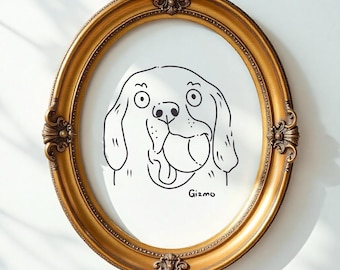 Custom Pet Doodle Portrait: Funny Line Art Gift (Digital Download)