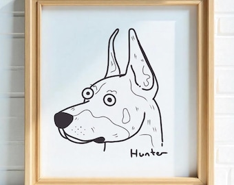 Custom Pet Doodle Portrait: Funny Dog Line Art Gift (Digital Download)