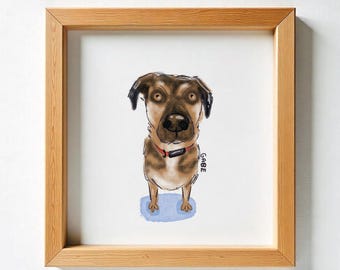 Custom Badly Drawing Pet Portrait: Hand-Drawn Watercolor Dog - Cat Unique Wall Art