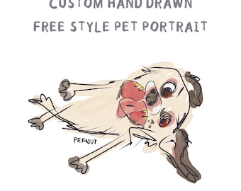 Custom Hand-Drawn Pet Portrait: Unique Pet Art (Digital Download)
