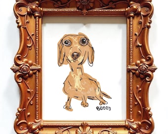 Custom Pet Portrait: Free Style Handdrawn Dog Art (Digital Download)