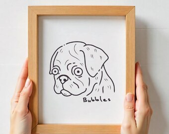 Custom Pet Doodle Portrait: Funny Line Art Gift (Digital Download)
