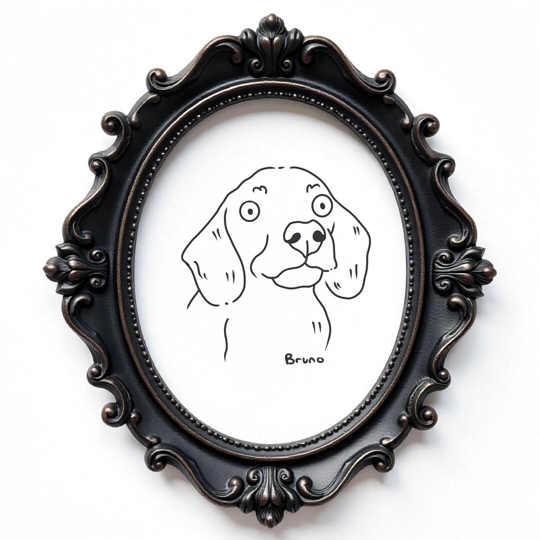 Custom Badly Drawn Silly Pet Doodle Funny Dog Line Art Ugly Portrait ...