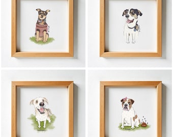 Custom Badly Drawing Pet Portrait: Hand-Drawn Watercolor Dog - Cat Unique Wall Art