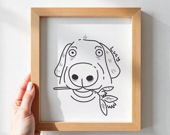 Custom Pet Doodle Portrait: Funny Line Art Gift (Digital Download)
