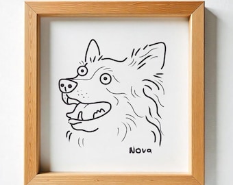 Custom Pet Doodle Portrait: Funny Line Art Gift (Digital Download)