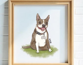 Custom Badly Drawing Pet Portrait: Hand-Drawn Watercolor Dog - Cat Unique Wall Art, Memorial Pet Portraits Personalized from Your Pets Photo