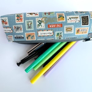 Pencil pouch Medium Rifle Paper Co Light blue stamps