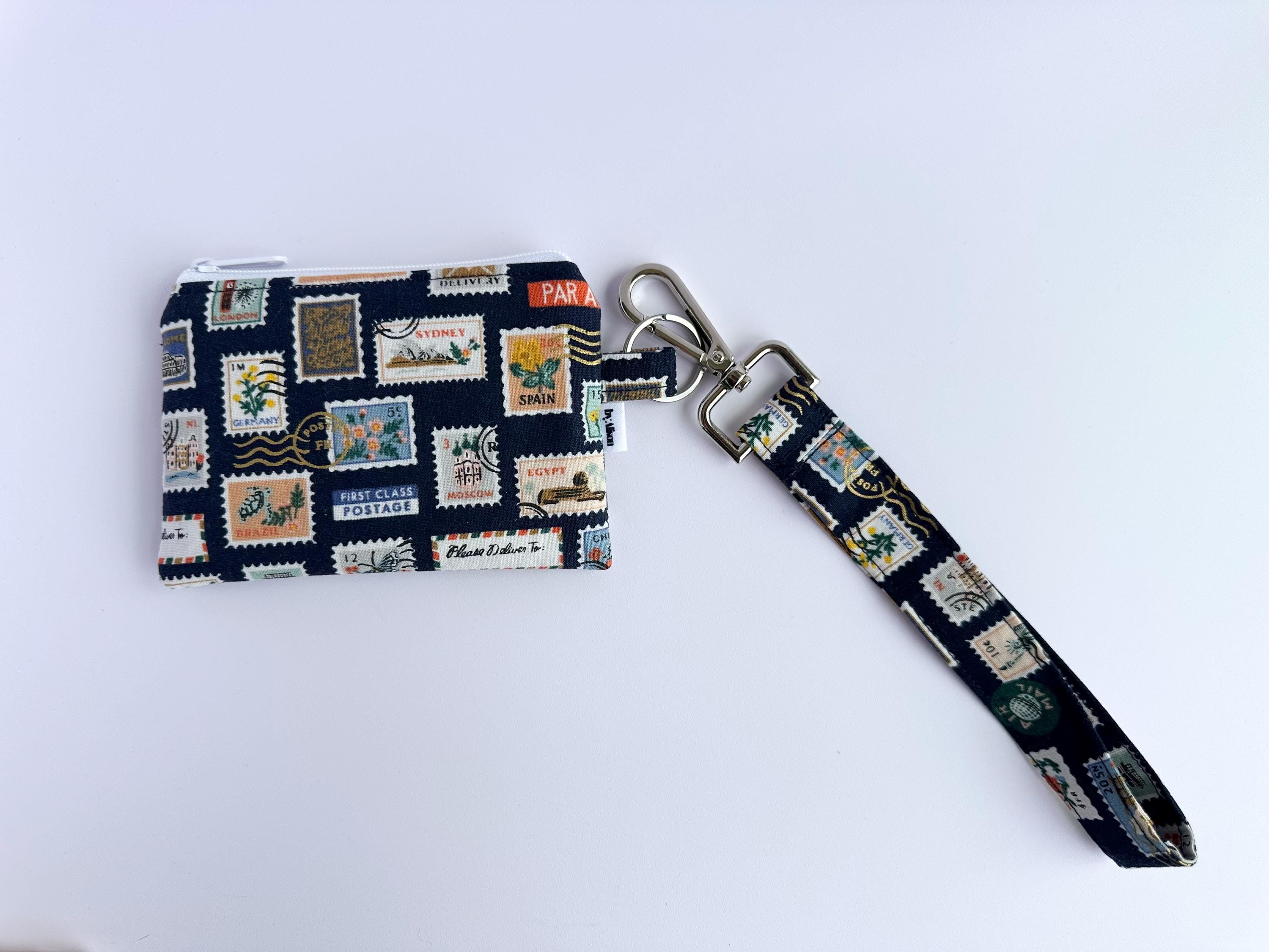 キーホルダー リストレット ジッパー付き コインカードウォレット ライフルペーパー コブルースタンプ - Etsy 日本