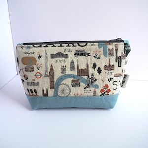 Borsa da viaggio in tela con cerniera, media, Rifle Paper Co, blu, tessuto Bon Voyage