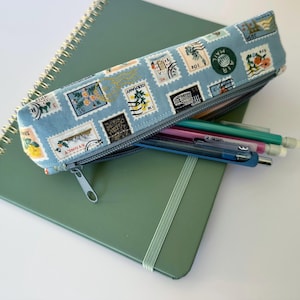 Pencil pouch Small Rifle Paper Co Light blue stamps