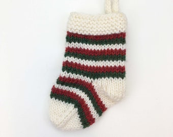 Mini Stocking- Red, Green and White Stripes