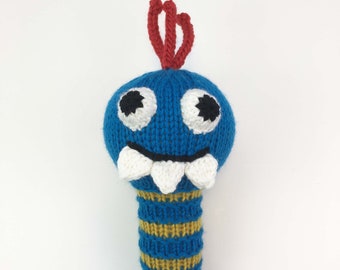 Monster Rattle- Blue and Yellow