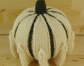 Knit Gourd- White with green stripes crown of thorns