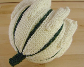 Knit Gourd- White with green stripes crown of thorns