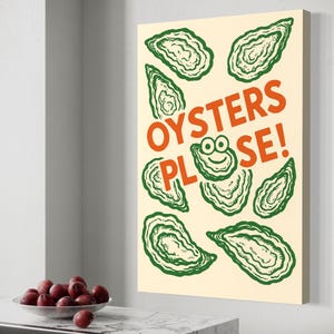 Zabawny plakat Oyster Kitchen – Bar Cart Wall Print Gift – Sztuka ścienna do kuchni – Retro Seafood Print – Wystrój pokoju – Prezent na parapetówkę