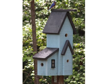 Como construir uma casa para pássaros em condomínio. Projeto de casa para pássaros com 3 casas para pássaros. Planos de marcenaria para download. Planos passo a passo faça você mesmo com fotos.