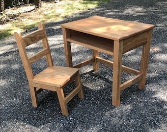 Downloadable Woodworking Plans for a Child's School Desk and Wooden Chair