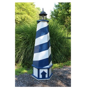 Downloadable Woodworking Plans for a 5 ft. Painted Lawn Lighthouse with Base - Illustrated with Photos!