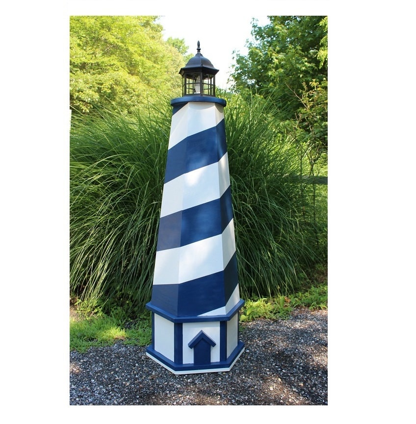 HSHD Lighthouse with Rotating Beacon LED Lights - Solar Lighthouse Lamp Outdoor Decorative for Garden Patio Well Cover Gifts(Blue2)