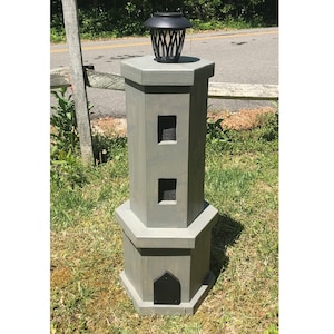 Downloadable Woodworking Plans for a 3 ft. Solar Lawn Lighthouse. Illustrated with Photos!
