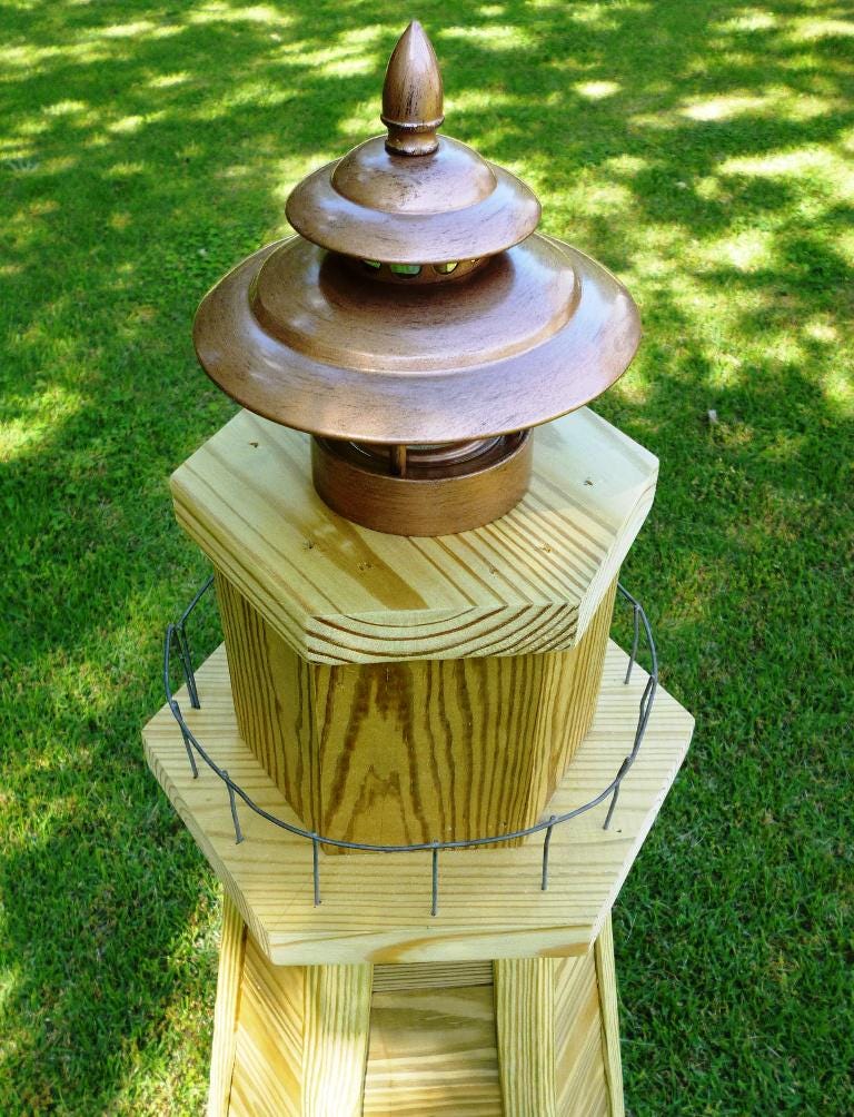 How to Build a 4 Ft. Lawn Lighthouse. Natural Wood Look Lighthouse ...