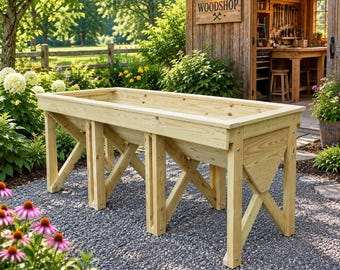 8 ft Raised Trug Planter DIY Woodworking Plans, Downloadable PDF