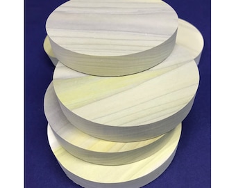 5 Inch Dia. Unfinished Round Wood Disks, 3/4 to 7/8" Thickness. Perfect for Bases, Pictures, Wheels, DIY Projects. Made of Clear Poplar.