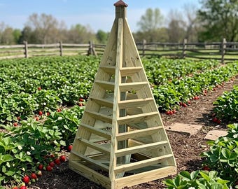 6 ft. Strawberry Pyramid Planter. DIY Woodworking Plans (PDF Download)