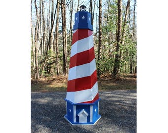 Downloadable Woodworking Plans for a 7 ft. USA Patriotic Lighthouse- Illustrated with Photos!