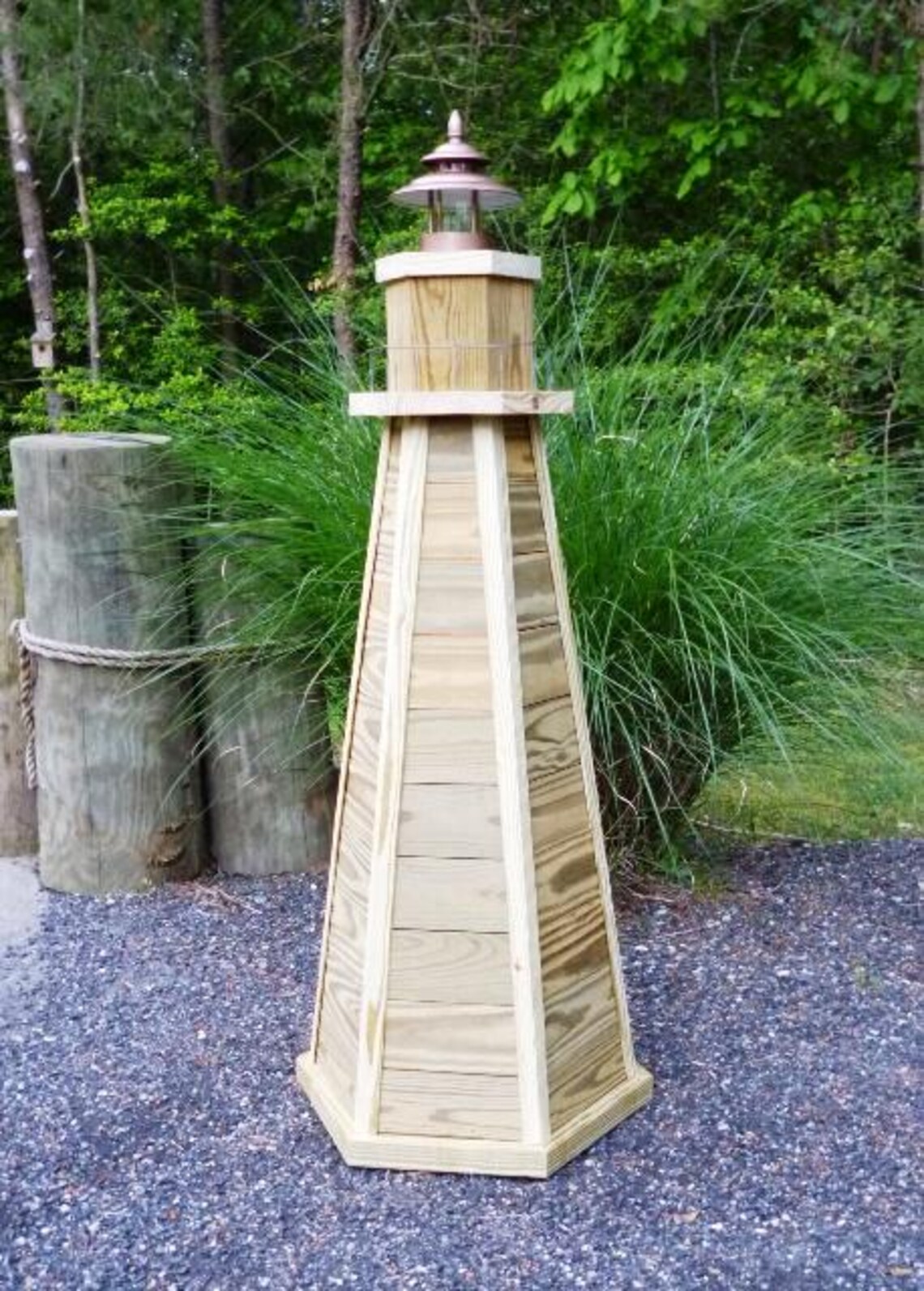 How to Build a 4 Ft. Lawn Lighthouse. Natural Wood Look Lighthouse ...