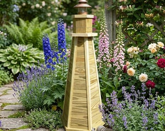 DIY 4 ft. Lawn Lighthouse Plans, Natural Wood Look (PDF)