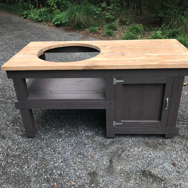 Downloadable Woodworking Plans - Green Egg XL Built-In Table Plans. Illustrated Plans with Photos!