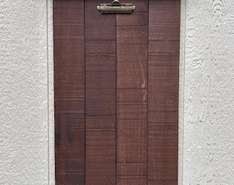 Large Message or Calendar Holder.  Handcrafted Wooden Clipboard 32 x 18" Brown Stain.