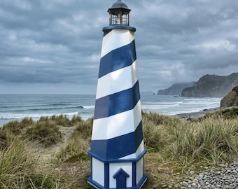 5 ft. Painted Lawn Lighthouse with Base. DIY Woodworking Plans (PDF Download)