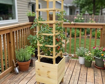 5' Deck Tomato Planter with Trellis. DIY Woodworking Plans (PDF Download)
