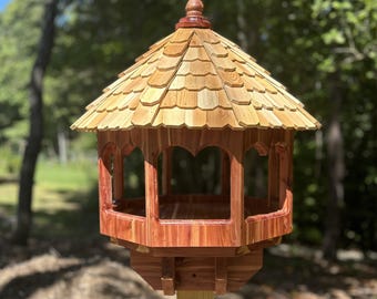 How to Build a Large Platform Gazebo Bird Feeder. Downloadable Woodworking Plans. Fly-through Design. DIY Step by Step Plans with Photos.