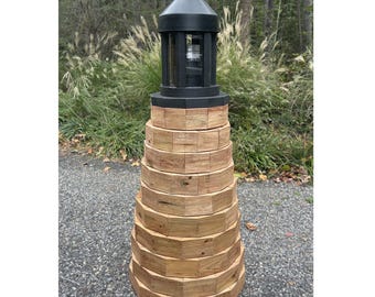 Downloadable Woodworking Plans for a 4 1/2 ft. Lawn Lighthouse. Authentic Shape! Make from 2 X 4's. Illustrated Guide with Photos