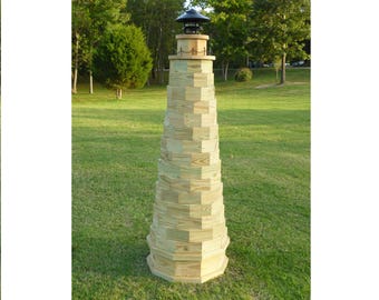 How to Build a 6 ft. Lawn Lighthouse. Downloadable Woodworking Plans. Illustrated DIY Lighthouse Project Book with Photos at Every Step.