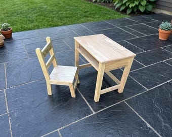 Child's School Desk and Wooden Chair. DIY Woodworking Plans (PDF Download)