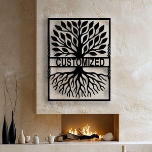 Custom Family Name Tree of Life, Customized Wall Hanging, Personalized Metal Wall Art Decor,Metal Home Sign,Wall Hanging Tree Door Sign
