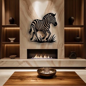 Zebra Metal Wall Art, Safari Animal Decor,Home Wall Hangings, Geometric Wall Art, Modern Wildlife Metal Sign, African Jungle Home Decoration