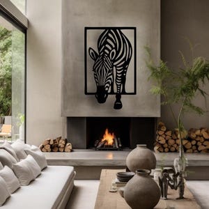 Abstract Zebra Metal Decor, Metal Wall Decor, Housewarming Decor, Metal Wall Art, Home Wall Hangings, Geometric Wall Art, Animal Metal Decor