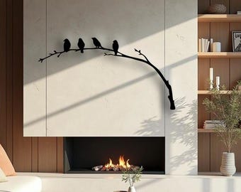 Birds on Branch Metal Wall Art: Wall Decor Nature Lover