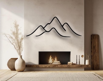 Metal Mountain Line Art: Minimalist Wall Decor, Nature Lover Gift