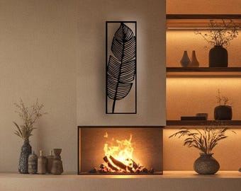 Minimalistische muurkunst met metalen blad: modern, op de natuur geïnspireerd decor