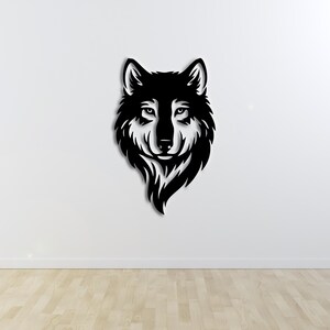 Decorazione murale in metallo raffigurante un lupo, silhouette realistica di un lupo, decorazione murale rustica con animali, metallo ispirato alla foresta nordica