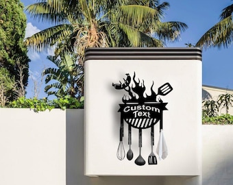 Letrero metálico personalizado para barbacoa, decoración de patio personalizada